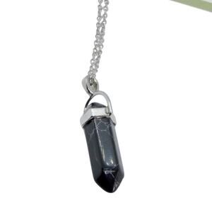 Hot Topic Black Agate Hexagonal Chakra Pendant Necklace